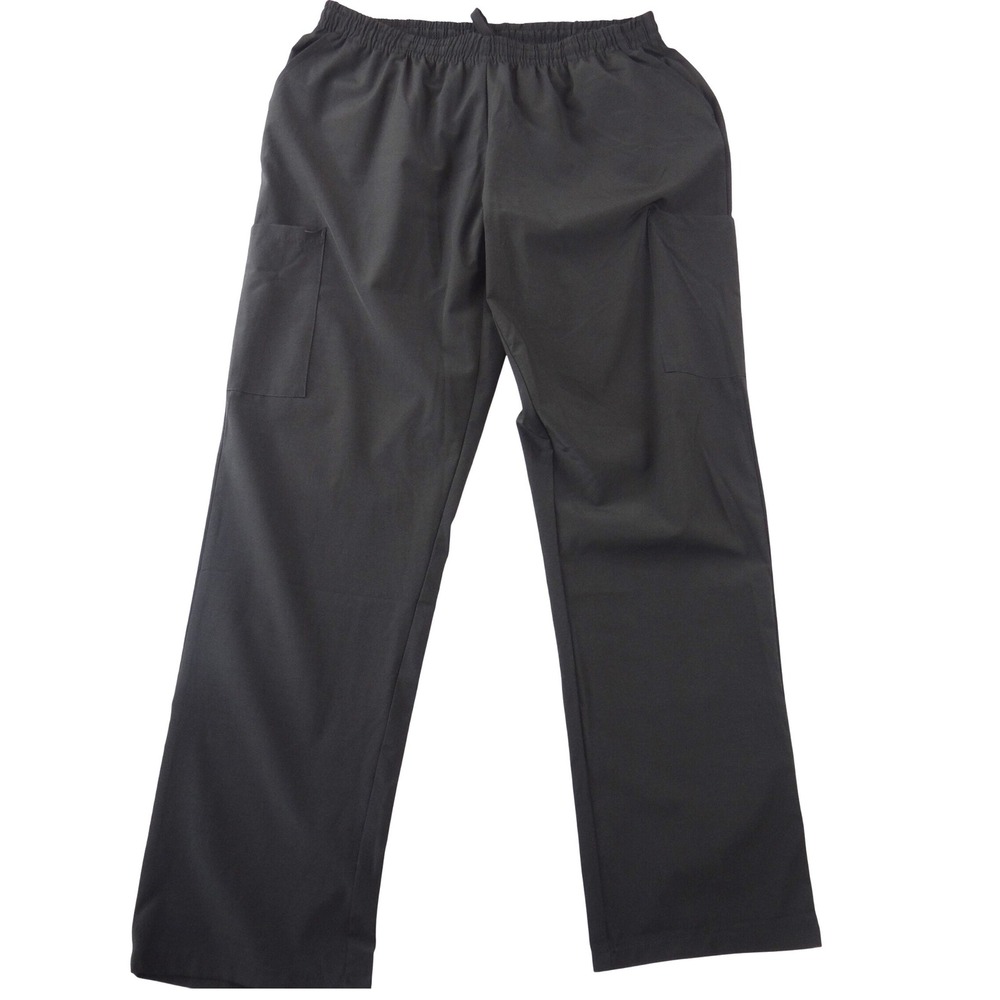 GT Performance Womens XL Black Scrub Pants Elastic‎ Waist Cargo Medical Workwear